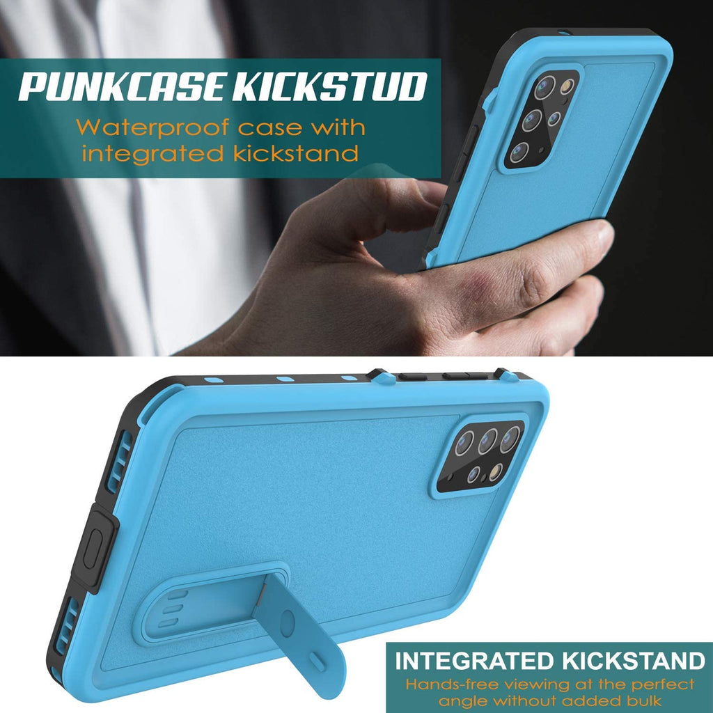 Galaxy S20+ Plus Waterproof Case, Punkcase [KickStud Series] Armor Cover [Light Blue] (Color in image: Black)