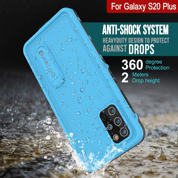 Galaxy S20+ Plus Waterproof Case, Punkcase [KickStud Series] Armor Cover [Light Blue] (Color in image: White)