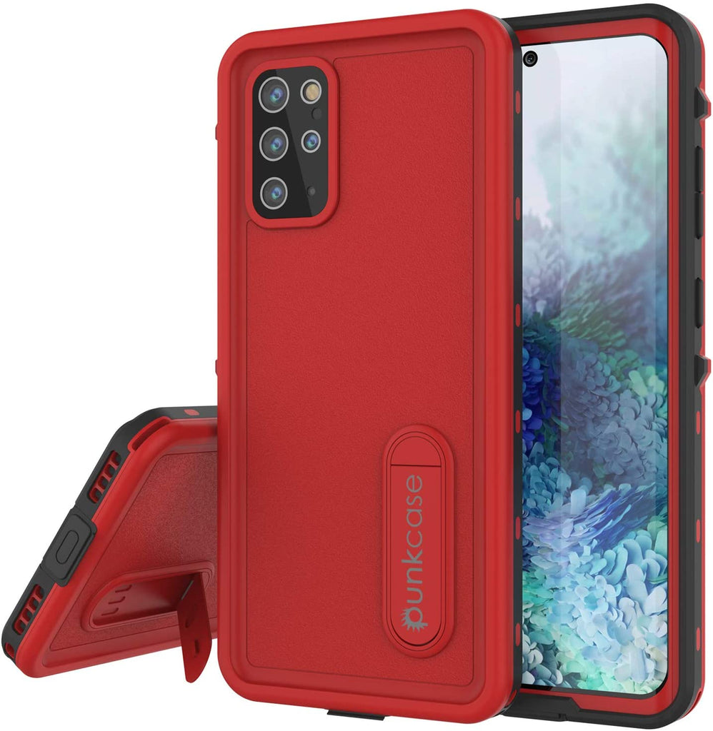 Galaxy S20+ Plus Waterproof Case, Punkcase [KickStud Series] Armor Cover [Red] (Color in image: Red)