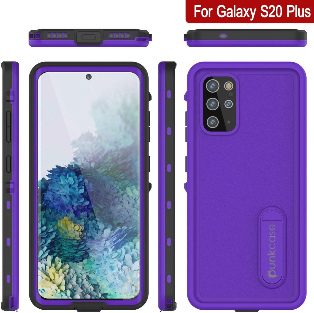 Galaxy S20+ Plus Waterproof Case, Punkcase [KickStud Series] Armor Cover [Purple] (Color in image: Black)