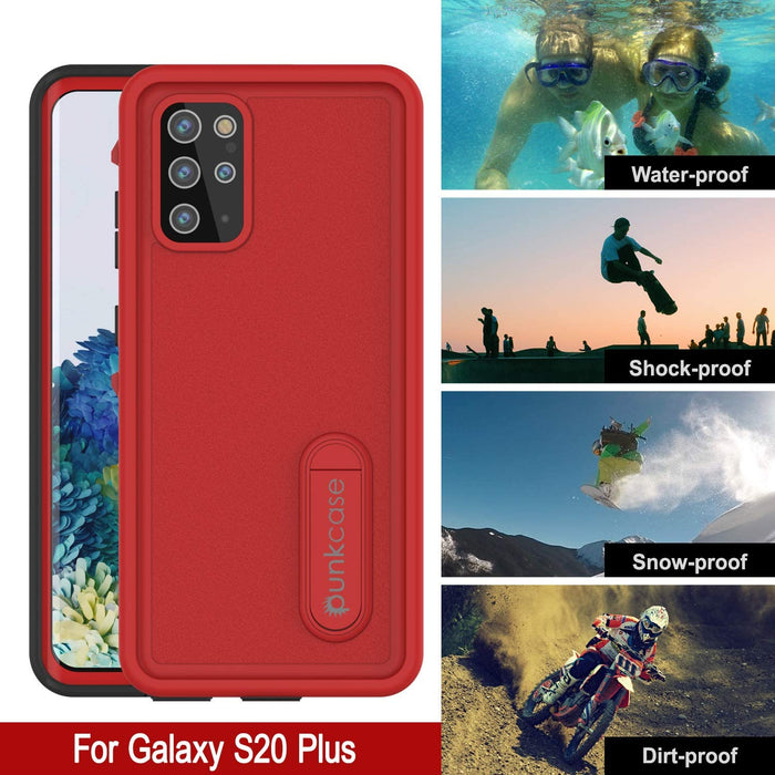 Galaxy S20+ Plus Waterproof Case, Punkcase [KickStud Series] Armor Cover [Red] (Color in image: Black)