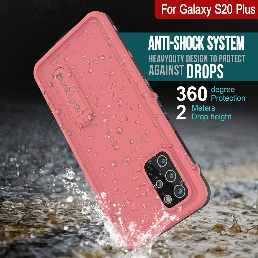 Galaxy S20+ Plus Waterproof Case, Punkcase [KickStud Series] Armor Cover [Pink] (Color in image: Black)