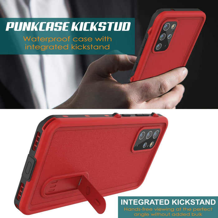 Galaxy S20+ Plus Waterproof Case, Punkcase [KickStud Series] Armor Cover [Red] (Color in image: White)