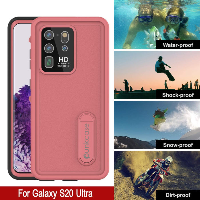 Galaxy S20 Ultra Waterproof Case, Punkcase [KickStud Series] Armor Cover [Pink] (Color in image: Light Blue)