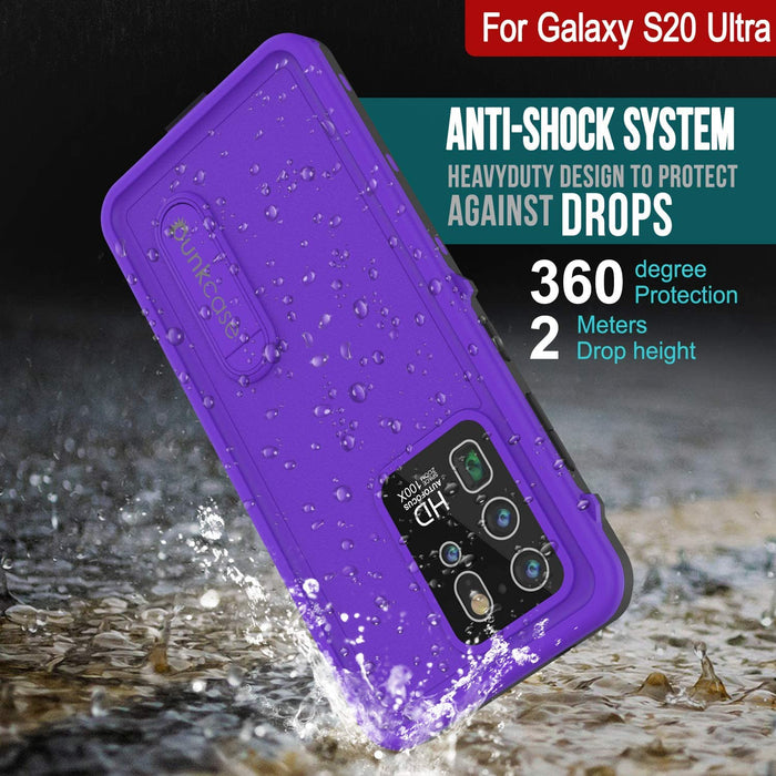 Galaxy S20 Ultra Waterproof Case, Punkcase [KickStud Series] Armor Cover [Purple] (Color in image: Teal)