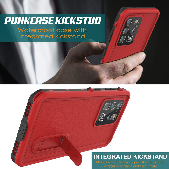 Galaxy S20 Ultra Waterproof Case, Punkcase [KickStud Series] Armor Cover [Red] (Color in image: White)