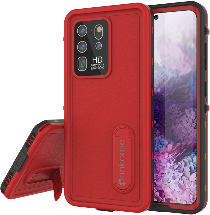 Galaxy S20 Ultra Waterproof Case, Punkcase [KickStud Series] Armor Cover [Red] (Color in image: Red)