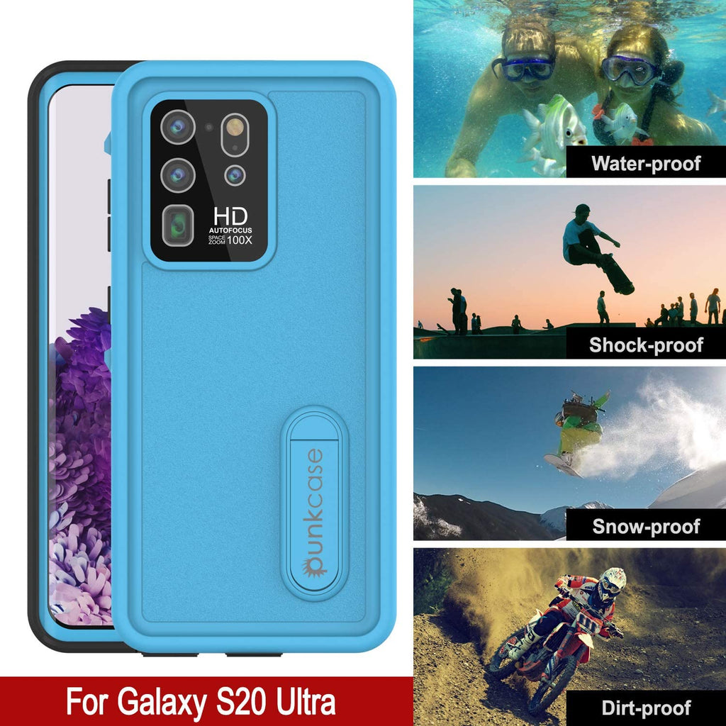 Galaxy S20 Ultra Waterproof Case, Punkcase [KickStud Series] Armor Cover [Light Blue] (Color in image: Light Green)