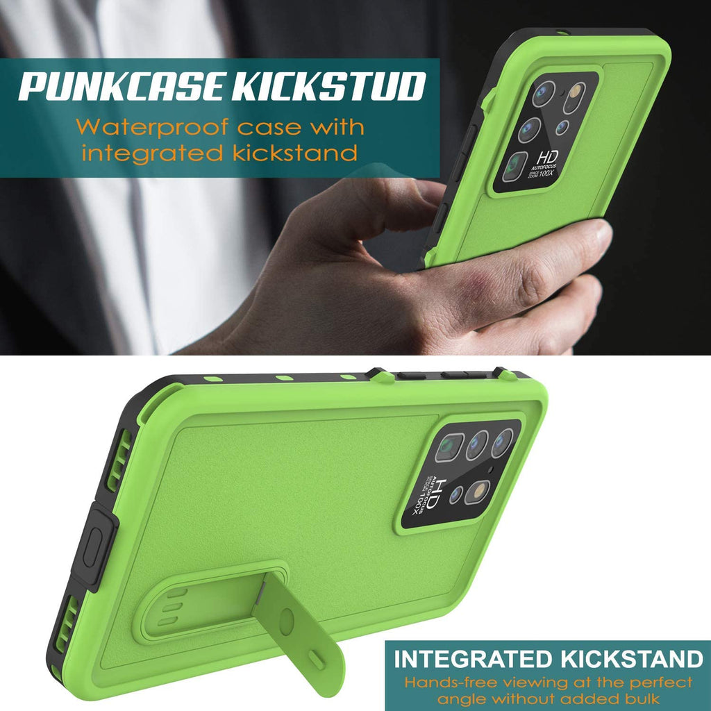 Galaxy S20 Ultra Waterproof Case, Punkcase [KickStud Series] Armor Cover [Light Green] (Color in image: White)