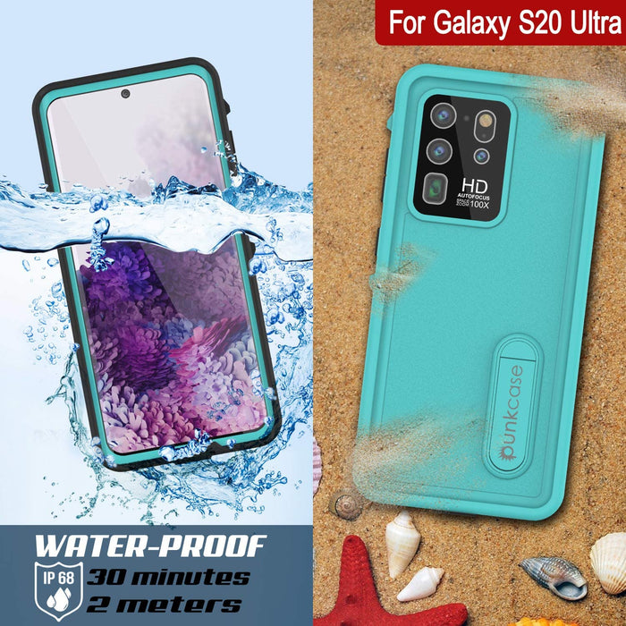 Galaxy S20 Ultra Waterproof Case, Punkcase [KickStud Series] Armor Cover [Teal] (Color in image: Pink)