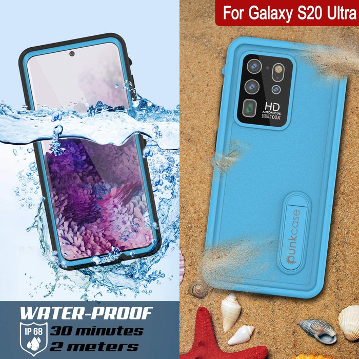 Galaxy S20 Ultra Waterproof Case, Punkcase [KickStud Series] Armor Cover [Light Blue] (Color in image: Pink)