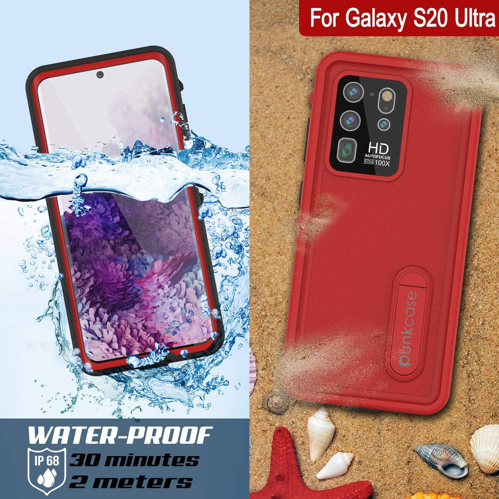 Galaxy S20 Ultra Waterproof Case, Punkcase [KickStud Series] Armor Cover [Red] (Color in image: Teal)