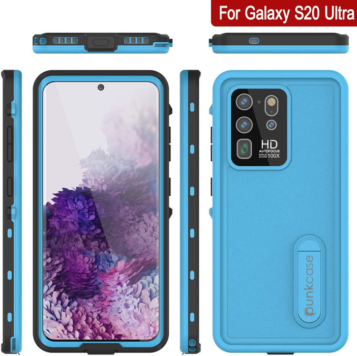 Galaxy S20 Ultra Waterproof Case, Punkcase [KickStud Series] Armor Cover [Light Blue] (Color in image: Purple)