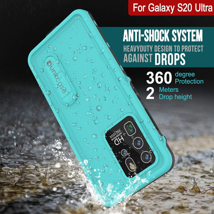 Galaxy S20 Ultra Waterproof Case, Punkcase [KickStud Series] Armor Cover [Teal] (Color in image: White)