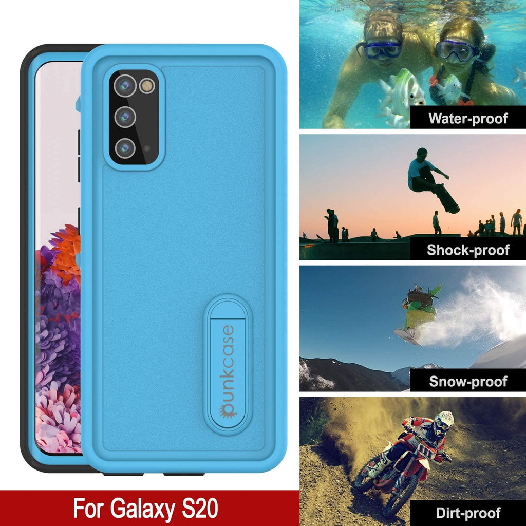 Galaxy S20 Waterproof Case, Punkcase [KickStud Series] Armor Cover [Light Blue] (Color in image: Light Green)