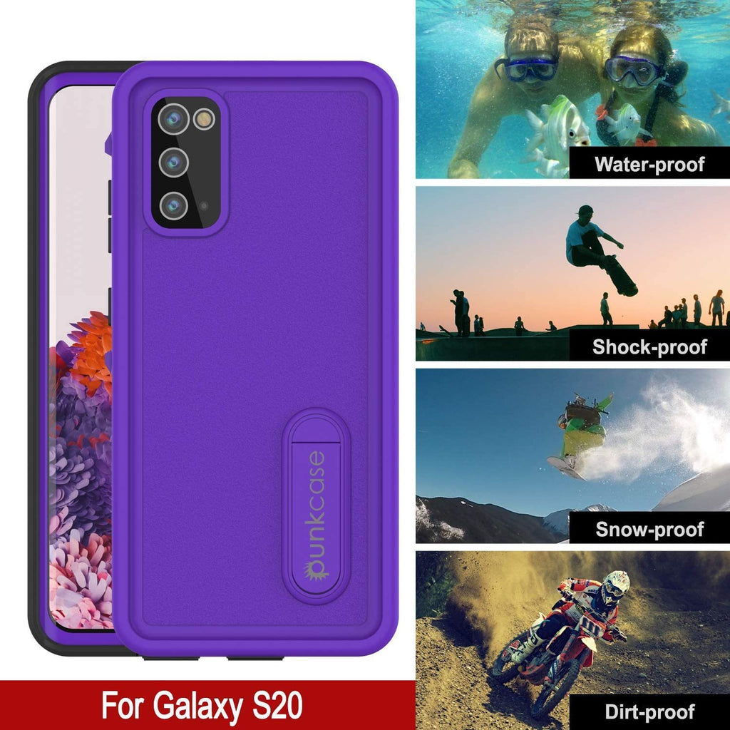 Galaxy S20 Waterproof Case, Punkcase [KickStud Series] Armor Cover [Purple] (Color in image: White)