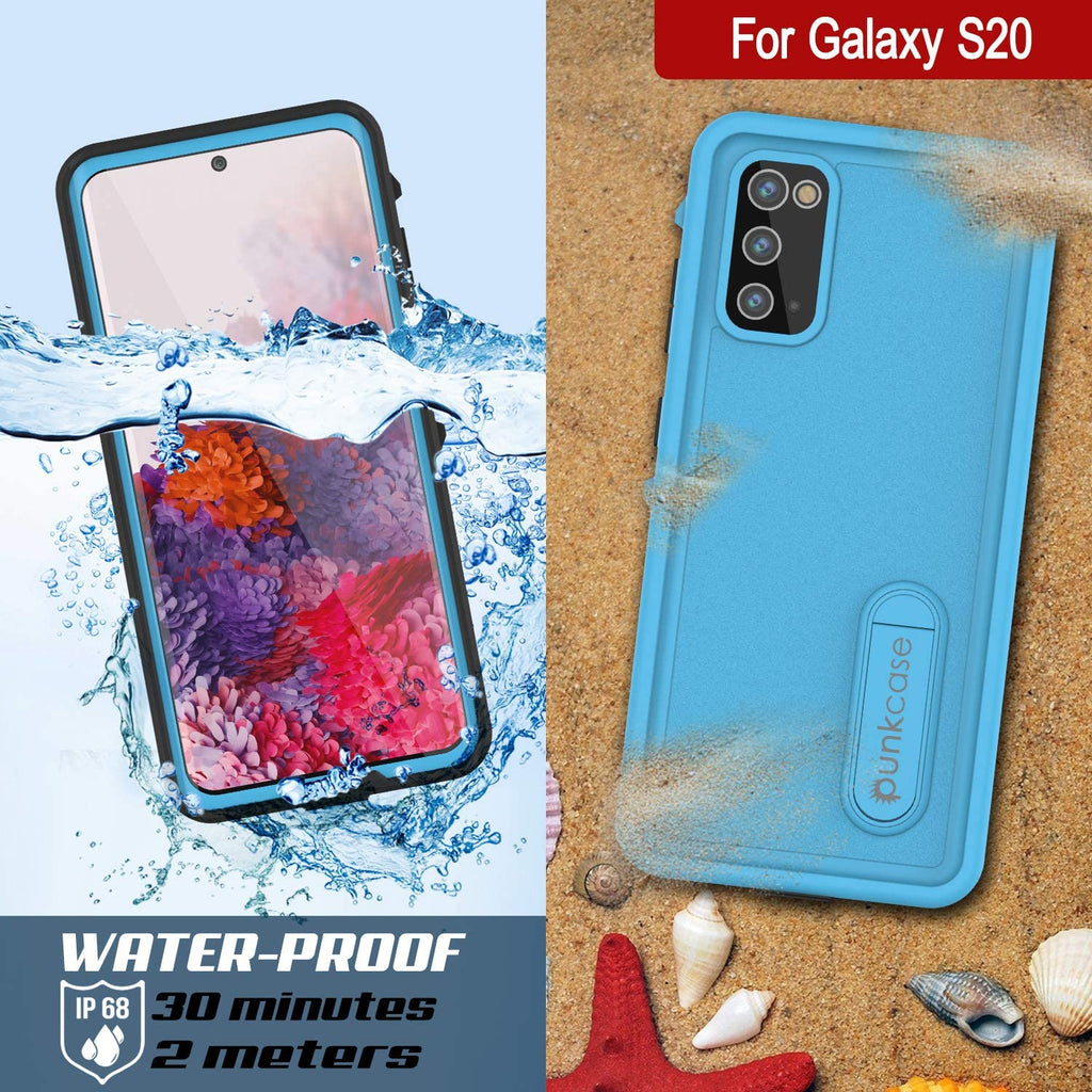 Galaxy S20 Waterproof Case, Punkcase [KickStud Series] Armor Cover [Light Blue] (Color in image: Pink)