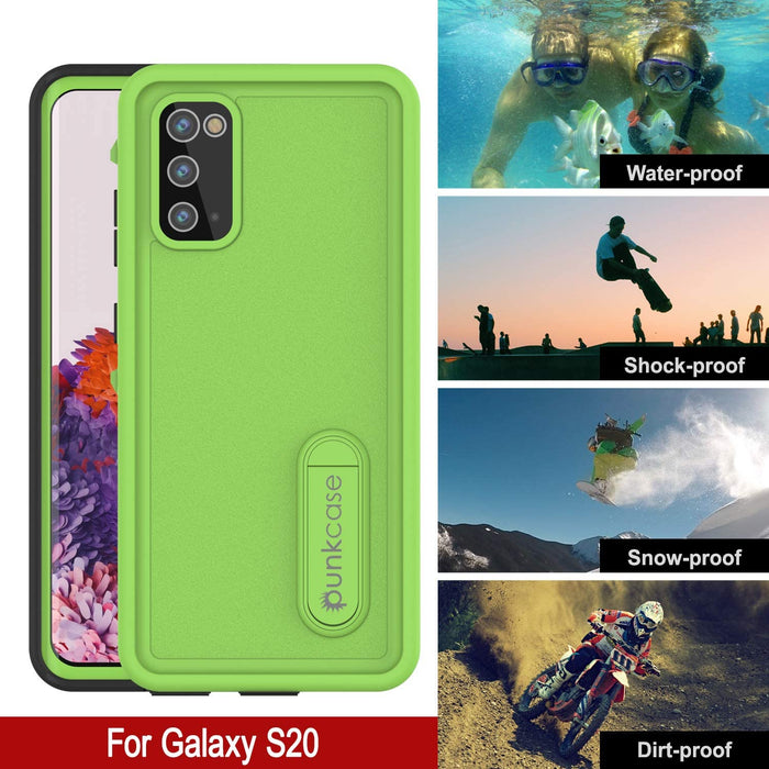 Galaxy S20 Waterproof Case, Punkcase [KickStud Series] Armor Cover [Light Green] (Color in image: Black)
