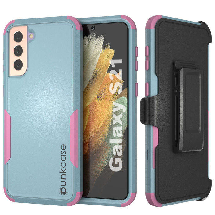 Punkcase for Galaxy S21 5G Belt Clip Multilayer Holster Case [Patron Series] [Mint-Pink] (Color in image: Mint-Pink)