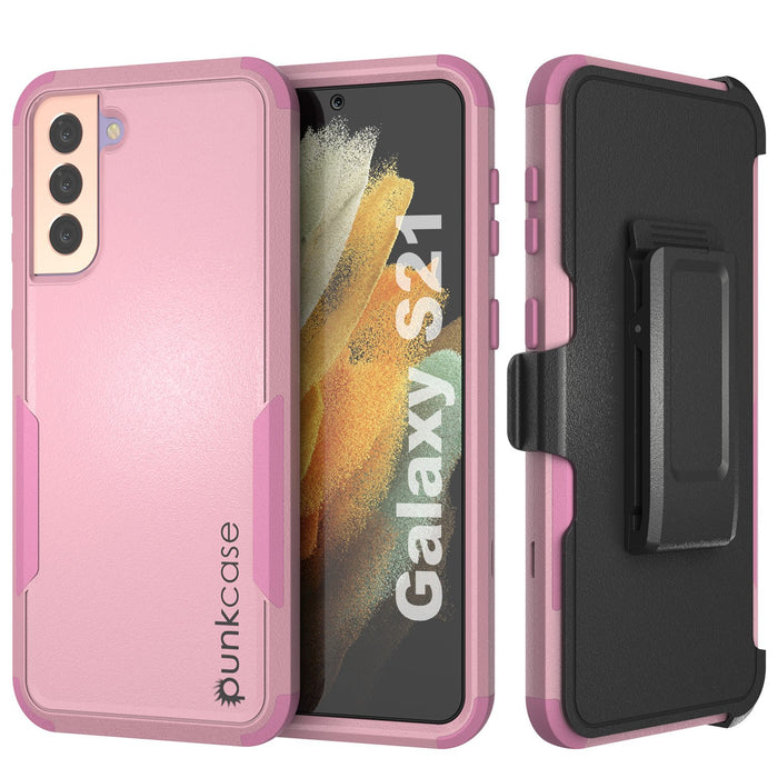 Punkcase for Galaxy S21 5G Belt Clip Multilayer Holster Case [Patron Series] [Pink] (Color in image: Pink)