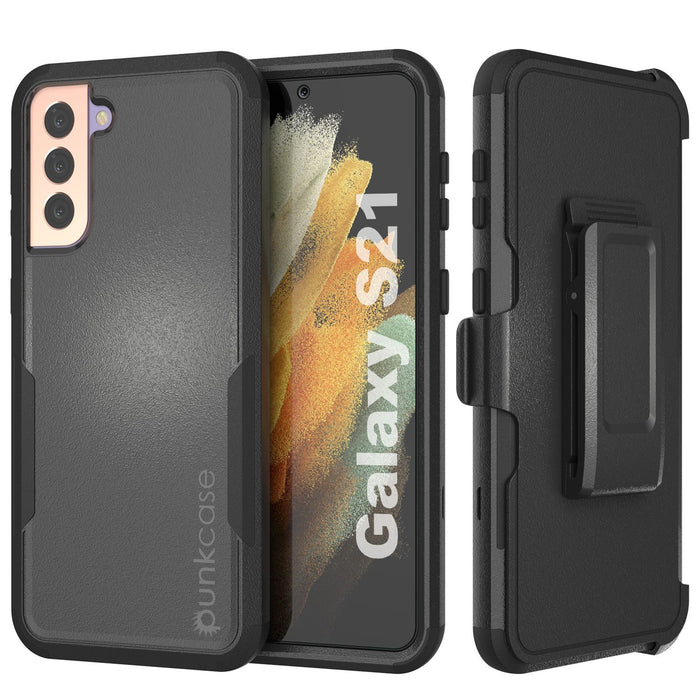 Punkcase for Galaxy S21 5G Belt Clip Multilayer Holster Case [Patron Series] [Black] (Color in image: Black)