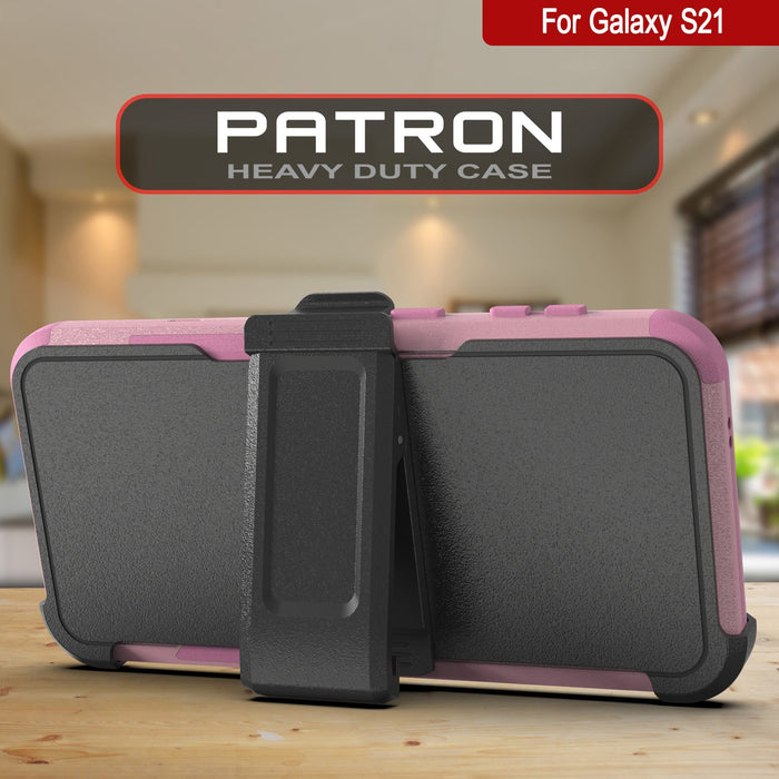 Punkcase for Galaxy S21 5G Belt Clip Multilayer Holster Case [Patron Series] [Pink] (Color in image: Mint)