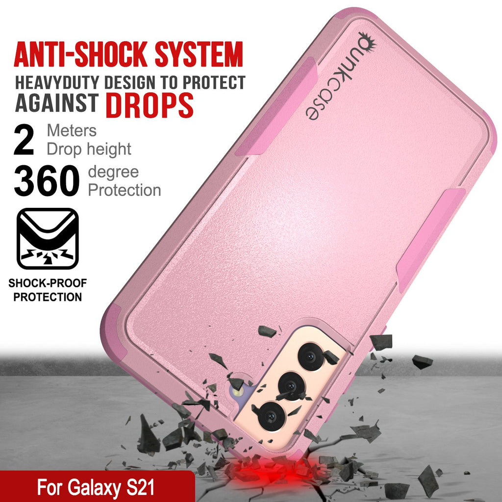 Punkcase for Galaxy S21 5G Belt Clip Multilayer Holster Case [Patron Series] [Pink] (Color in image: Navy)