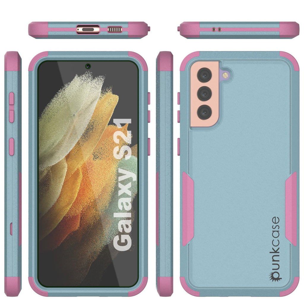 Punkcase for Galaxy S21 5G Belt Clip Multilayer Holster Case [Patron Series] [Mint-Pink] (Color in image: Navy)