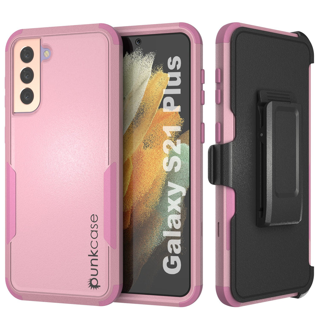 Punkcase for Galaxy S21+ Plus 5G Belt Clip Multilayer Holster Case [Patron Series] [Pink] (Color in image: Pink)