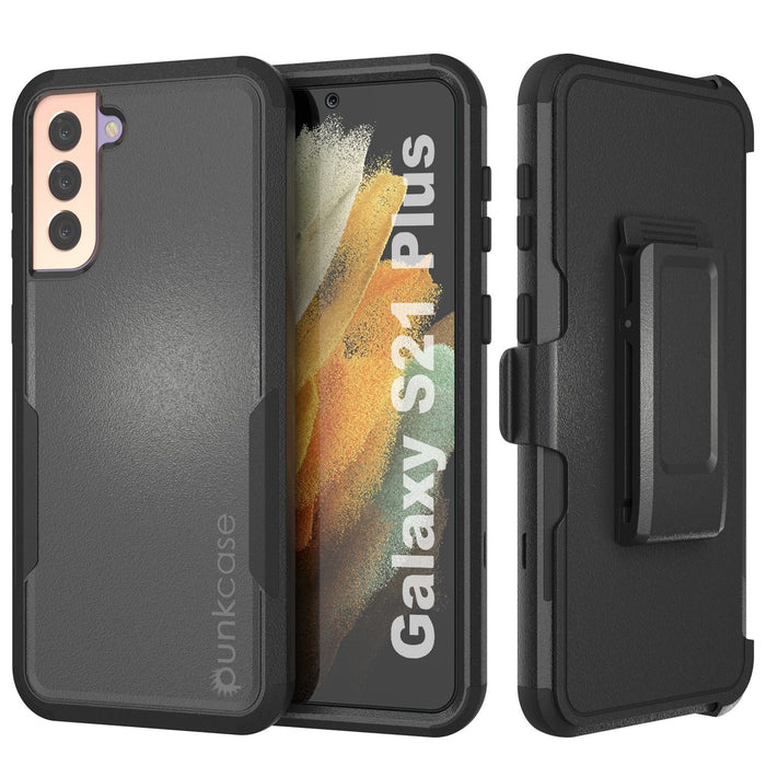 Punkcase for Galaxy S21+ Plus 5G Belt Clip Multilayer Holster Case [Patron Series] [Black] (Color in image: Black)