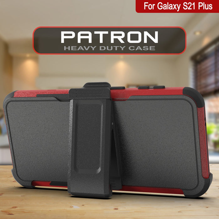 Punkcase for Galaxy S21+ Plus 5G Belt Clip Multilayer Holster Case [Patron Series] [Red-Black] (Color in image: Mint-Pink)
