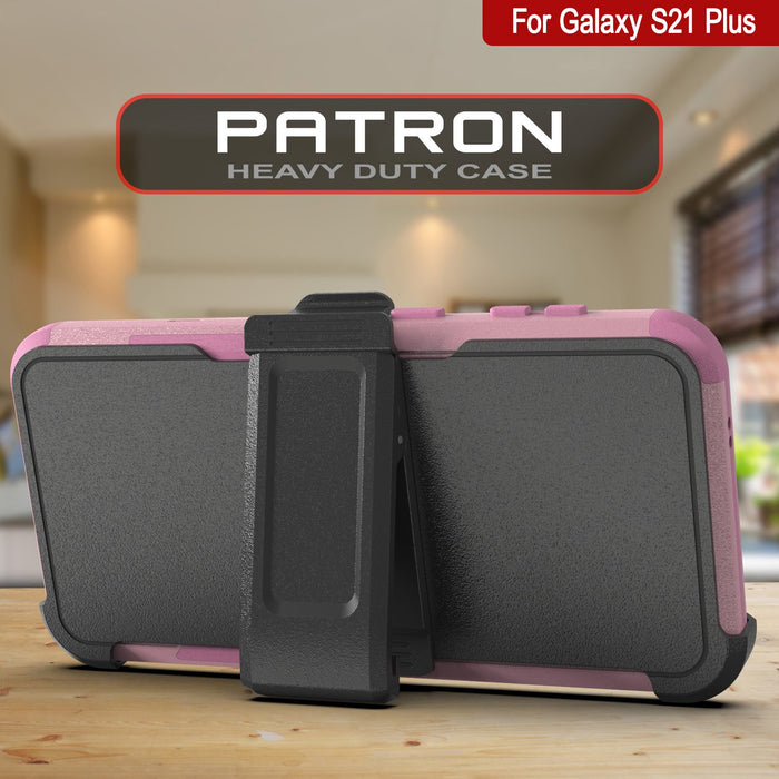 Punkcase for Galaxy S21+ Plus 5G Belt Clip Multilayer Holster Case [Patron Series] [Pink] (Color in image: Mint)