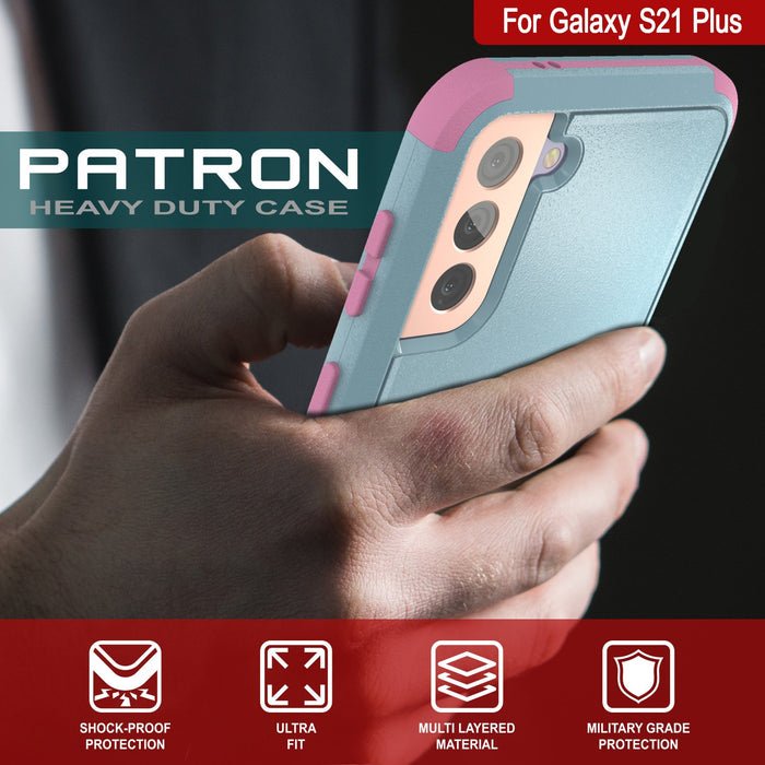 Punkcase for Galaxy S21+ Plus 5G Belt Clip Multilayer Holster Case [Patron Series] [Mint-Pink] (Color in image: Red-Black)