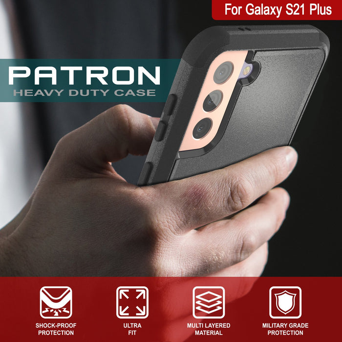 Punkcase for Galaxy S21+ Plus 5G Belt Clip Multilayer Holster Case [Patron Series] [Black] (Color in image: Red-Black)