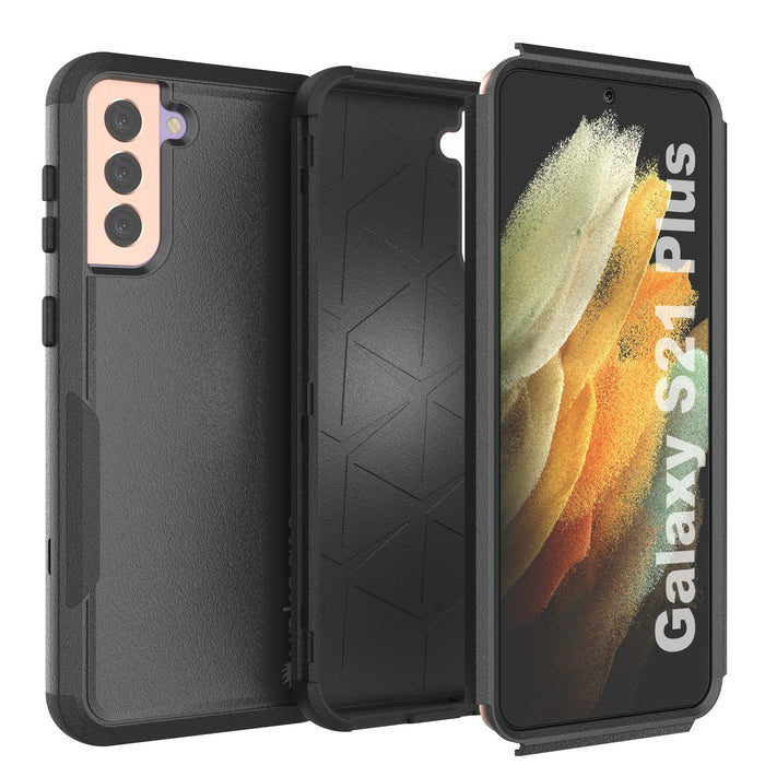 Punkcase for Galaxy S21+ Plus 5G Belt Clip Multilayer Holster Case [Patron Series] [Black] 