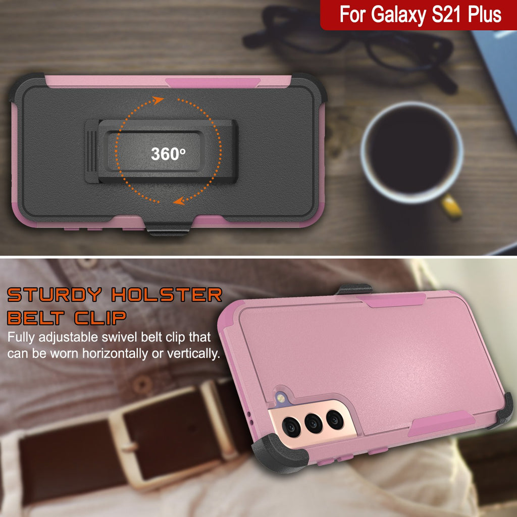 Punkcase for Galaxy S21+ Plus 5G Belt Clip Multilayer Holster Case [Patron Series] [Pink] 
