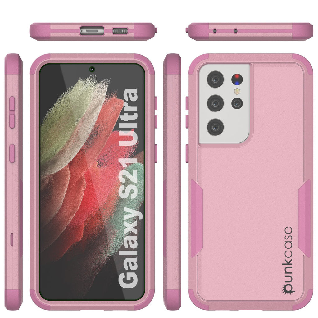 Punkcase for Galaxy S21 Ultra 5G Belt Clip Multilayer Holster Case [Patron Series] [Pink] (Color in image: Black)