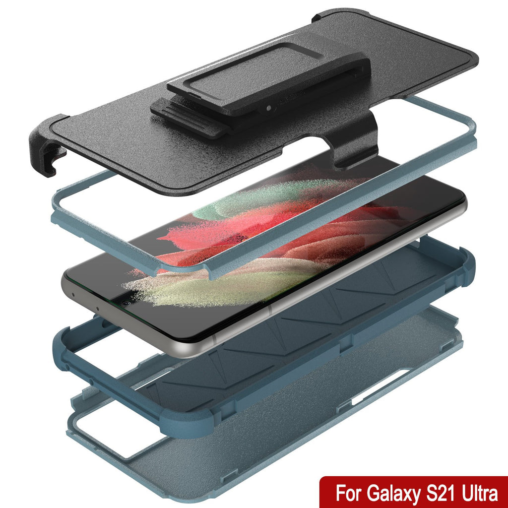 Punkcase for Galaxy S21 Ultra 5G Belt Clip Multilayer Holster Case [Patron Series] [Mint] 