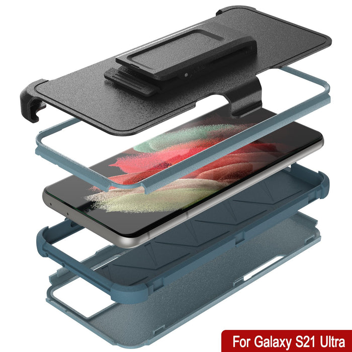 Punkcase for Galaxy S21 Ultra 5G Belt Clip Multilayer Holster Case [Patron Series] [Mint] 