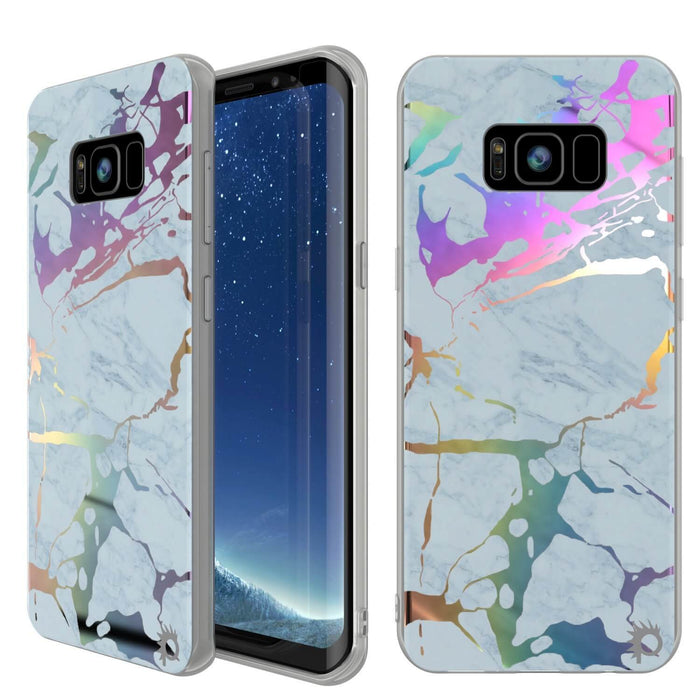 Punkcase Galaxy S8 Marble Case, Protective Full Body Cover W/PunkShield Screen Protector (Blue Marmo) (Color in image: Blue Marmo)