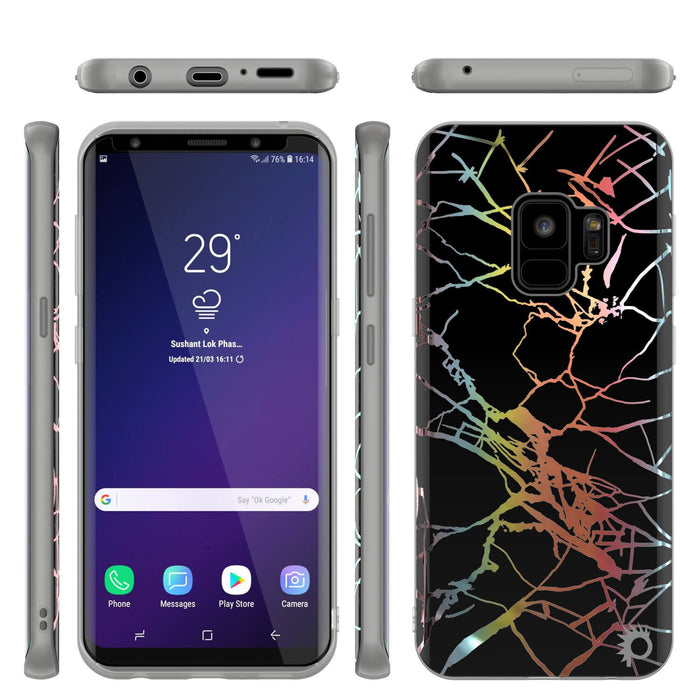 Punkcase Galaxy S9 Marble Case, Protective Full Body Cover W/PunkShield Screen Protector (Black Mirage) 