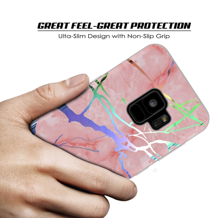 Punkcase Galaxy S9 Marble Case, Protective Full Body Cover W/PunkShield Screen Protector (Rose Mirage) (Color in image: Blue Marmo)