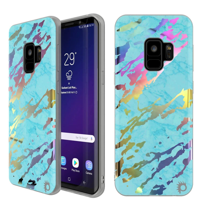 Punkcase Galaxy S9 Marble Case, Protective Full Body Cover W/PunkShield Screen Protector (Teal Onyx) (Color in image: Teal Onyx)