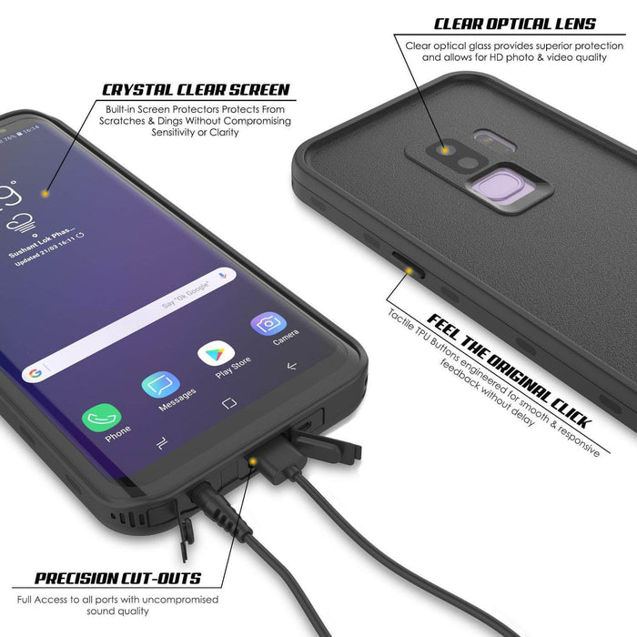 Galaxy S9 Plus Waterproof Case, Punkcase [KickStud Series] Armor Cover [BLACK] (Color in image: Teal)