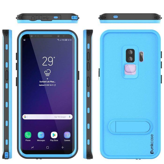 Galaxy S9 Plus Waterproof Case, Punkcase [KickStud Series] Armor Cover [LIGHT BLUE] (Color in image: Light Blue)