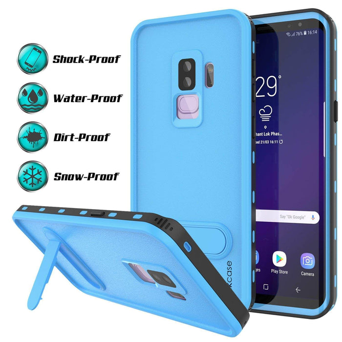Galaxy S9 Plus Waterproof Case, Punkcase [KickStud Series] Armor Cover [LIGHT BLUE] (Color in image: Teal)