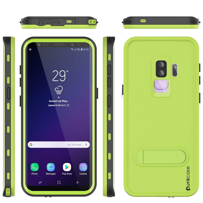 Galaxy S9 Plus Waterproof Case, Punkcase [KickStud Series] Armor Cover [LIGHT GREEN] (Color in image: Green)