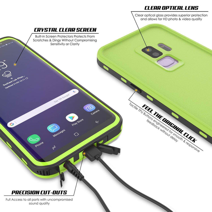 Galaxy S9 Plus Waterproof Case, Punkcase [KickStud Series] Armor Cover [LIGHT GREEN] (Color in image: Pink)