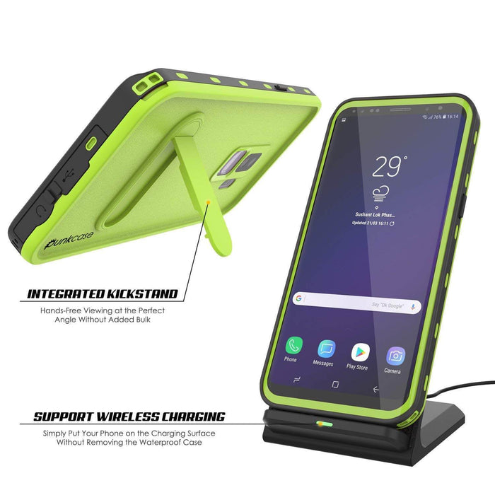 Galaxy S9 Plus Waterproof Case, Punkcase [KickStud Series] Armor Cover [LIGHT GREEN] (Color in image: Teal)