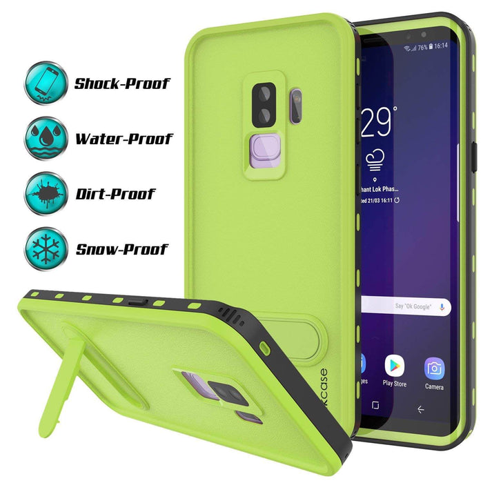 Galaxy S9 Plus Waterproof Case, Punkcase [KickStud Series] Armor Cover [LIGHT GREEN] (Color in image: Light Blue)